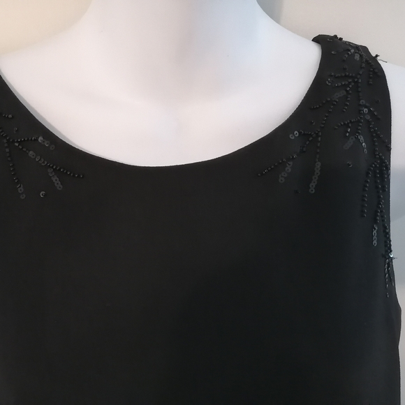Black Sleeveless Dress with Sequins - Picture 2 of 4